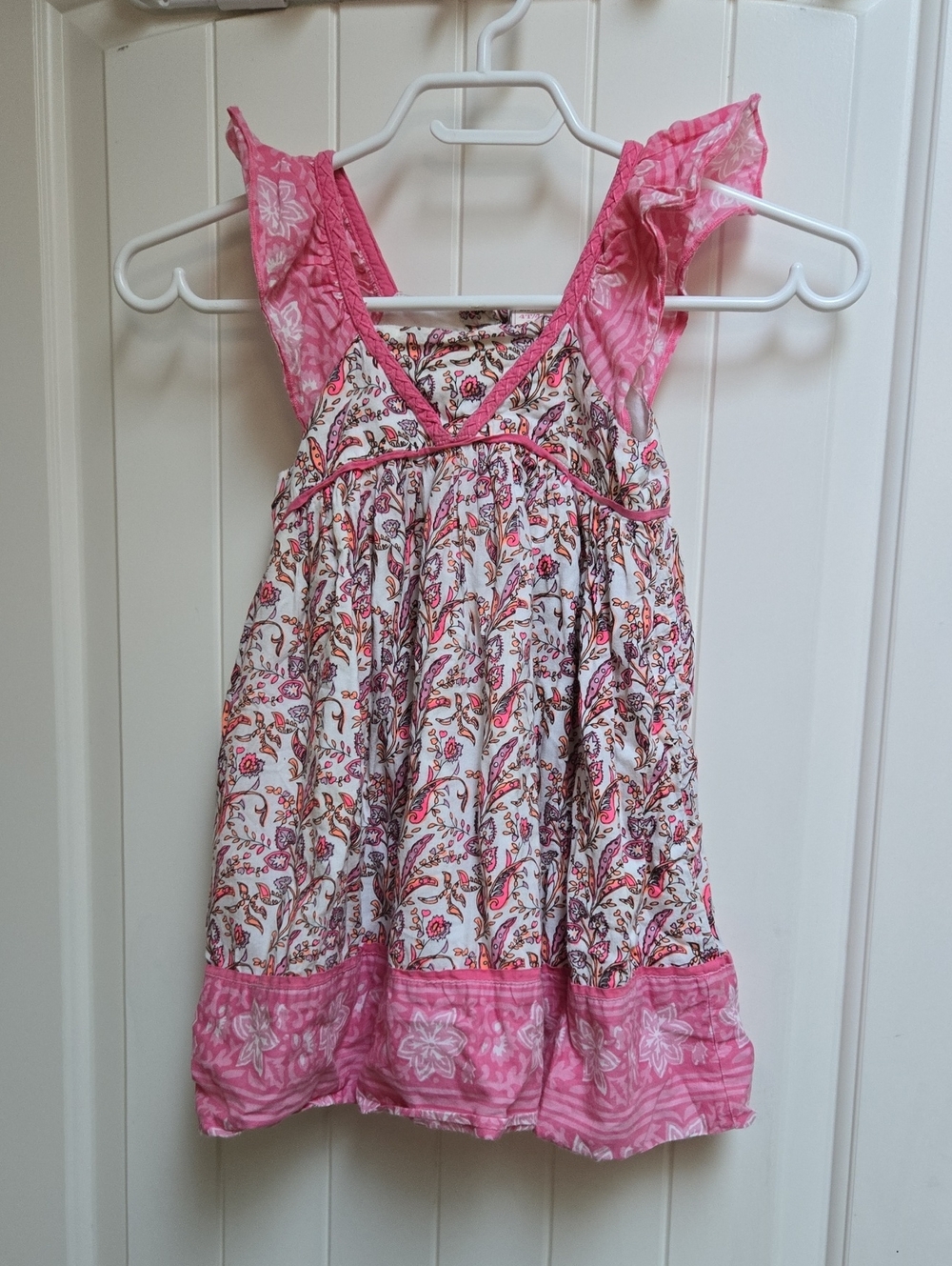 Old Navy Size 4 Girls' Floral Pink Ruffle-Strap Camisole Top